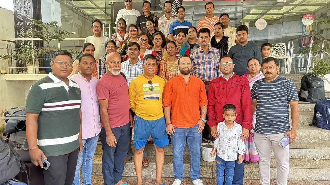 A Char Dham Yatra group with Alpine Hikes at their hotel before departure