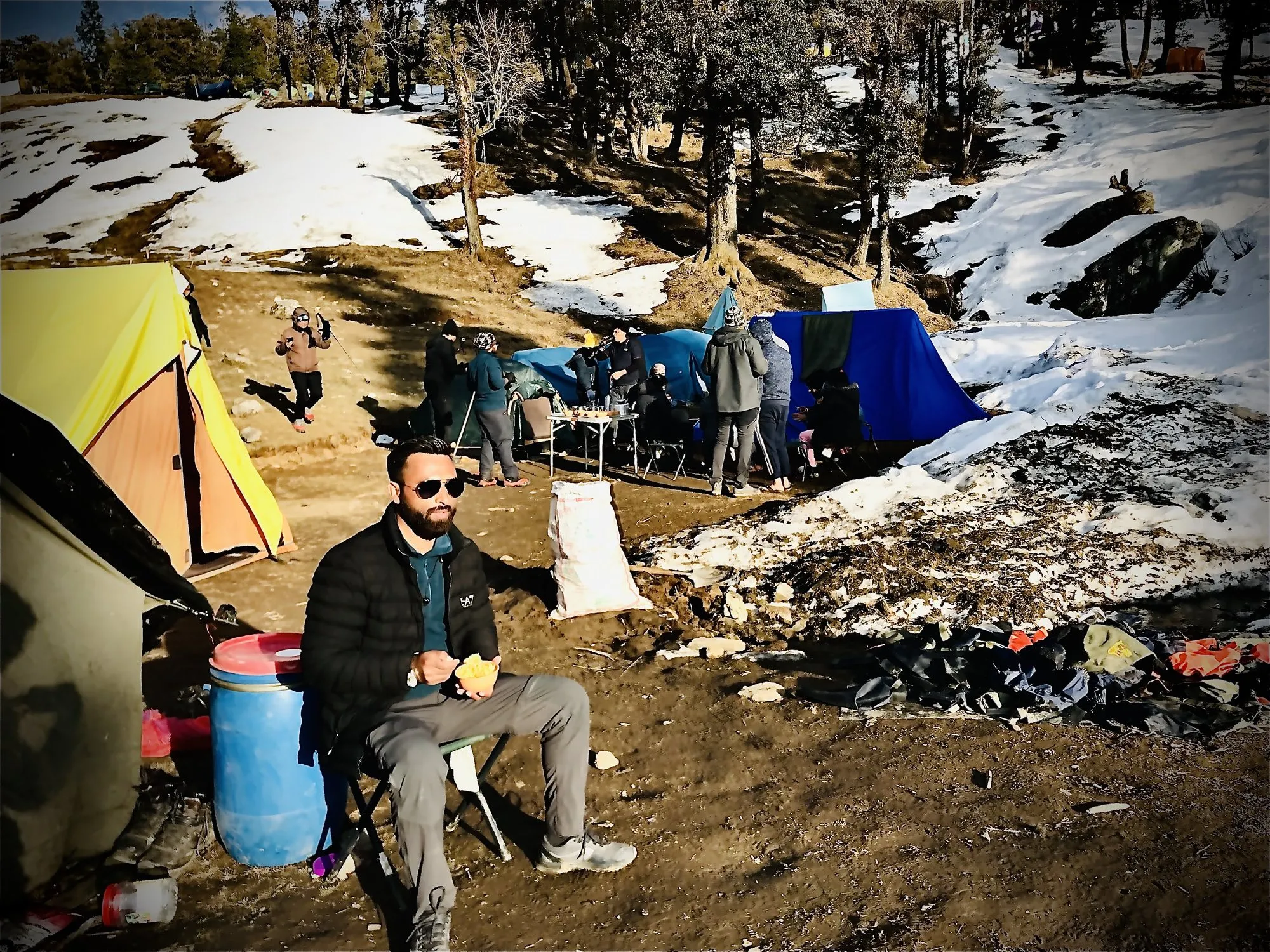 Winter camp in the snow