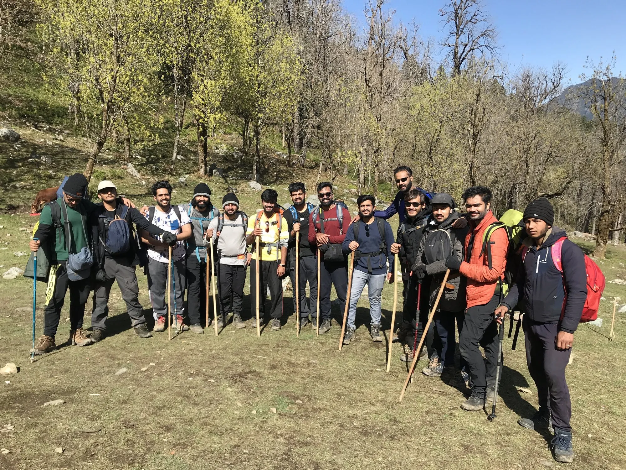 Trekking poles and big smiles