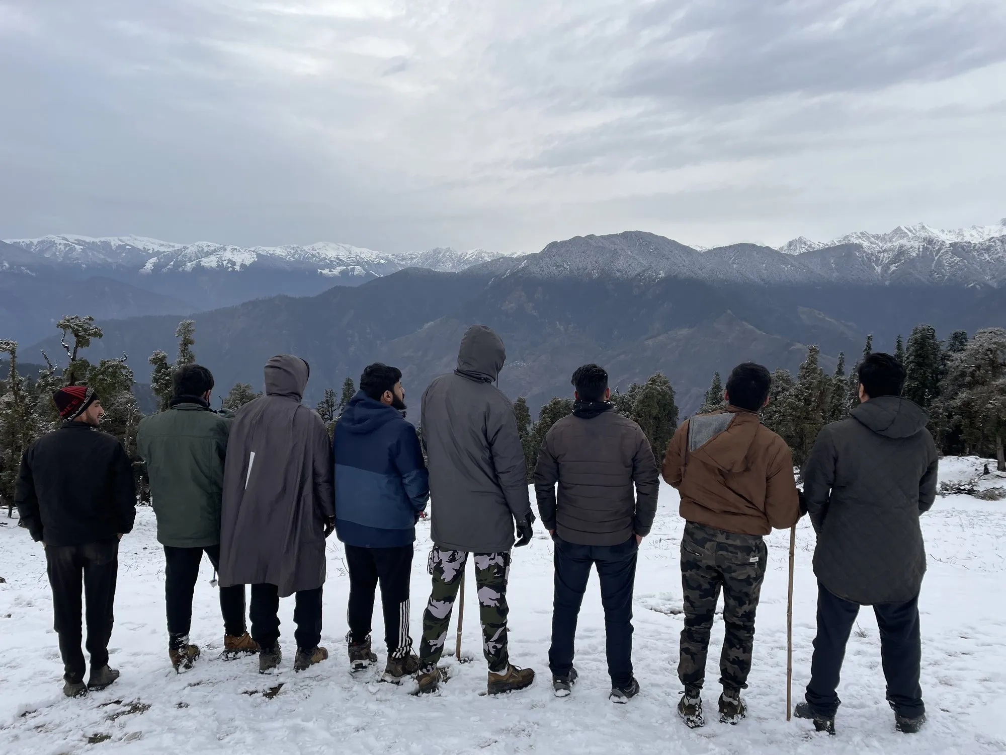 Our group taking in the Himalayan range from the snow