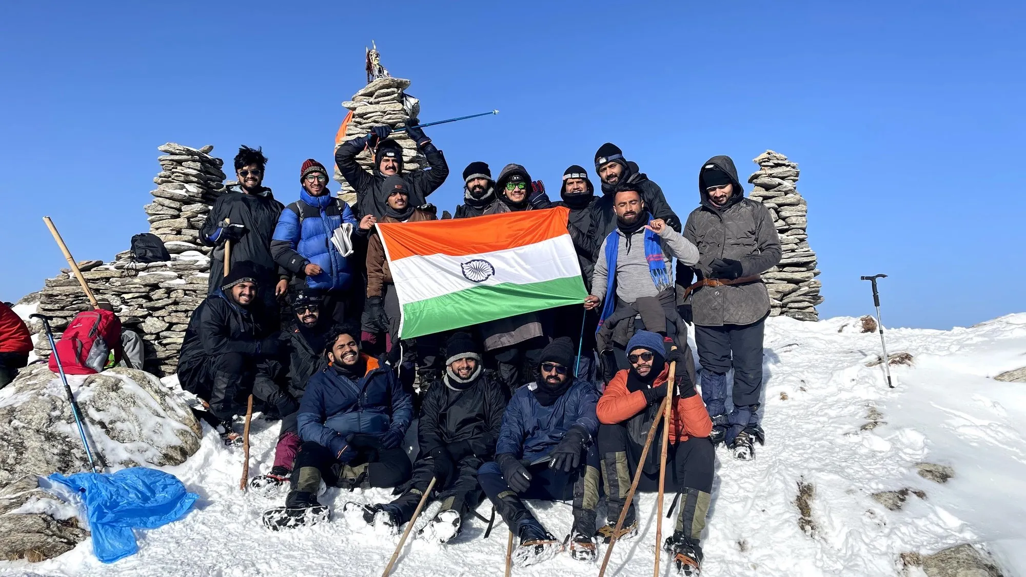 The Tiranga on Kedarkantha summit