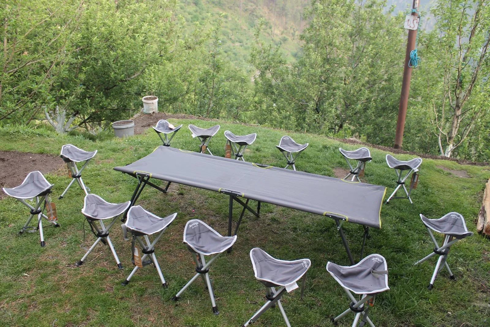 Our camp kitchen table, ready for dinner