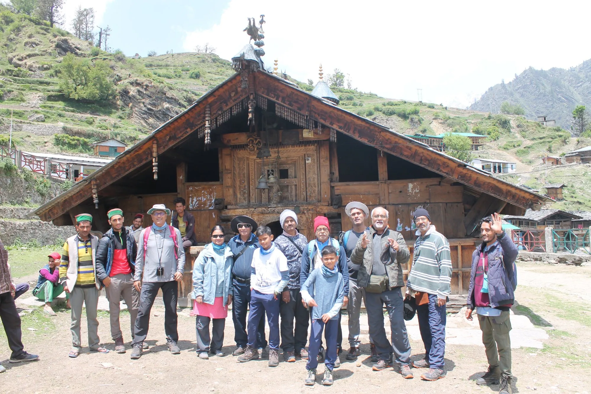A yatra group at a Himalayan temple