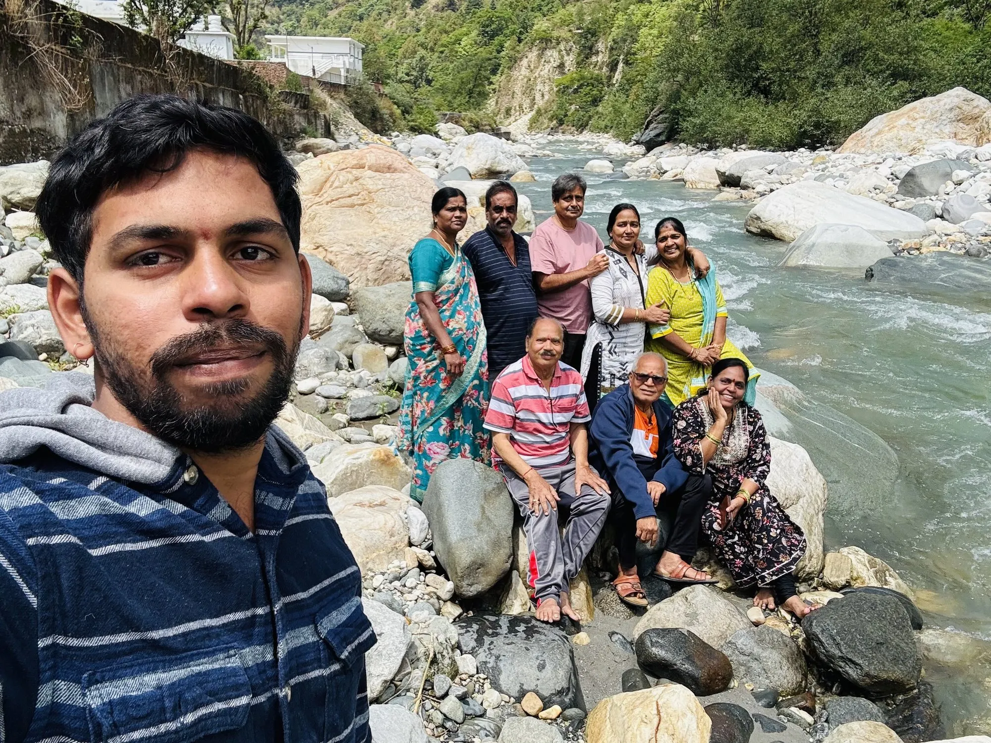 Resting by the river on the yatra route