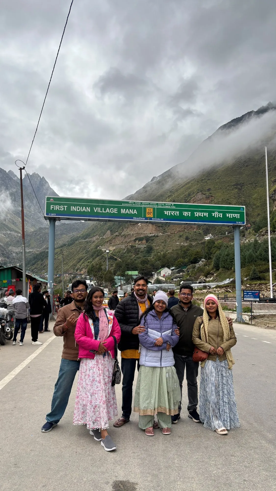 A yatra group on the road to the Dhams