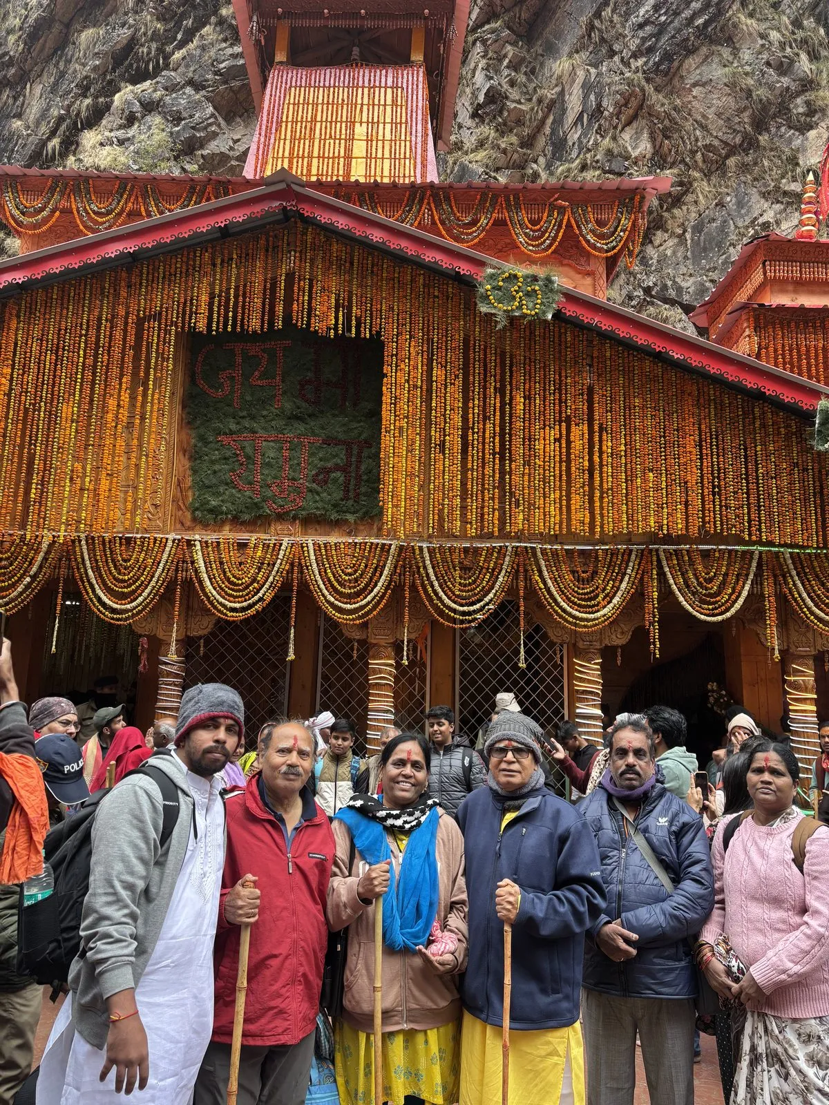 Yamunotri temple, decked in marigold